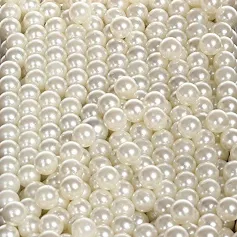 Glass Half White Round Beads – 1 Line